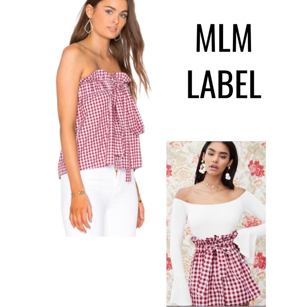 MLM LABEL Sahara tie top NEW Red Chilli Check women’s size Medium